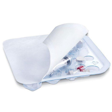 Plastic pharmaceutical packaging tray for syringe