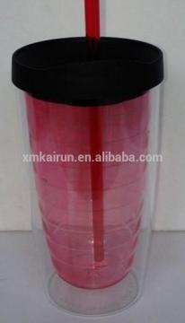 Resuable 16oz double wall mug/double wall plastic mug/clear plastic double wall mug