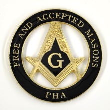 Prince Hall Freemasonry Gold Masonic Regalia Car Emblem - Custom Masonic Auto Decals