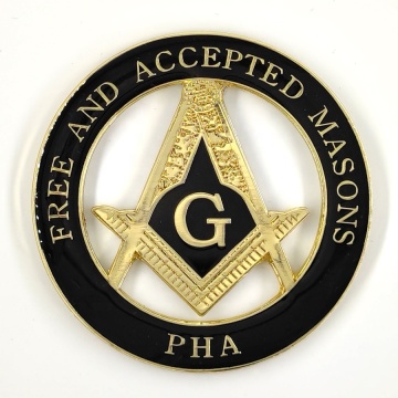 Prince Hall Freemasonry Gold Masonic Regalia Car Emblem - Custom Masonic Auto Decals