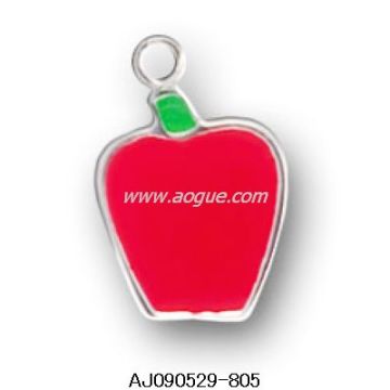 Red Enamel Apple Charm