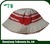 white and red bucket hat with decoration