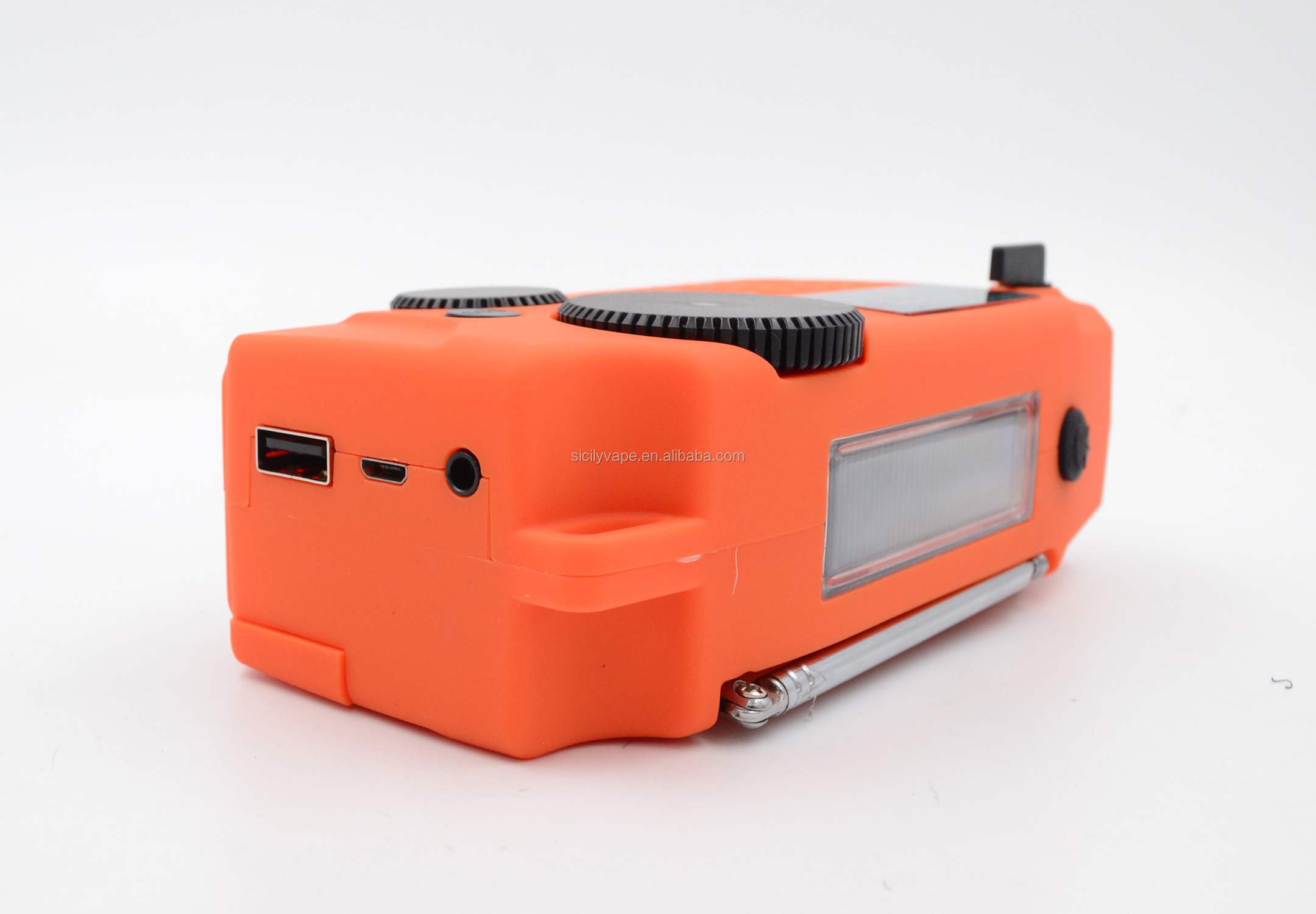 Portable Emergency Solar/Dynamo/DC & AM/FM/NOAA Radio & LED Flashlight & 2000mAh Charger Power Bank