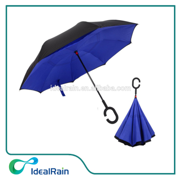 blue color manual inverted umbrella patent with C handle