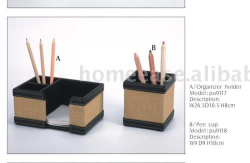 Pu Office Set Of Two (A)Organizer Holder (B)Pen Cup