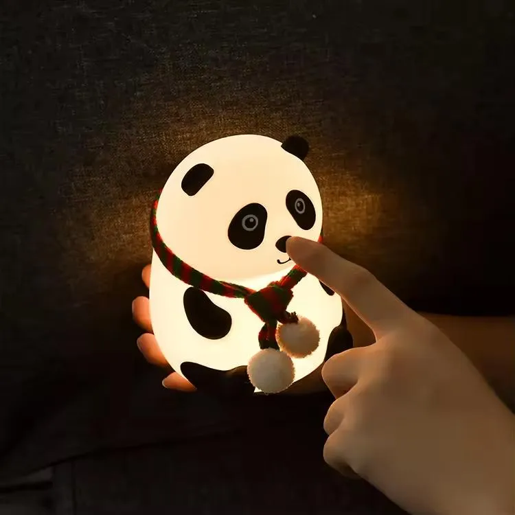 Silicone Panda Night Light with Touch Activation for Home Adorable Bedside Light