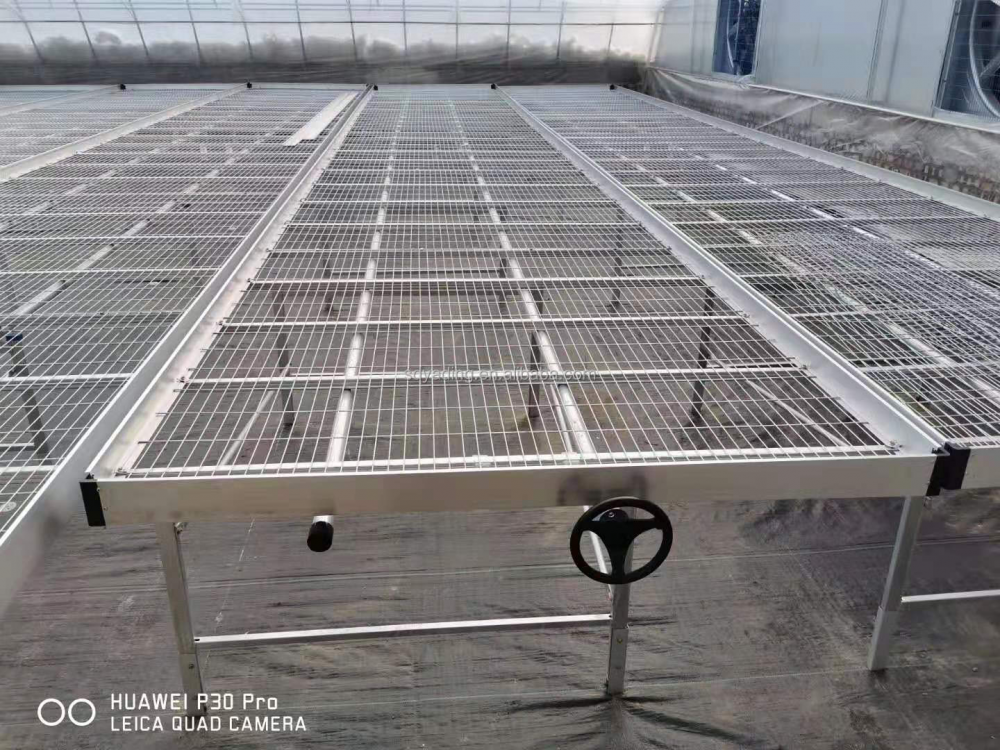 Aluminum frame with hot galvanized greenhouse rolling bench