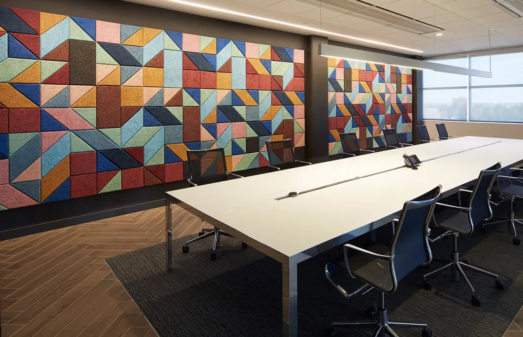 Parallelogram Wood Wool Sound-Absorbing Wall Panel with Decorative Function