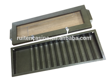 Poker Table Accessory Square Metal Poker Chip Tray With Clear Lid