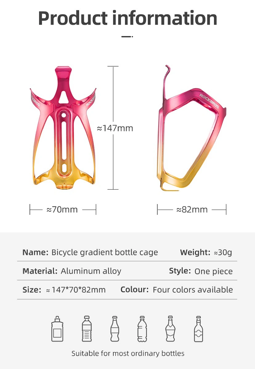 Rockbros Road Bike Mountain Bike Aluminum Alloy Bottle Holder Riding Water Cup Holder Gradient Colorful Bicycle Bottle Holder