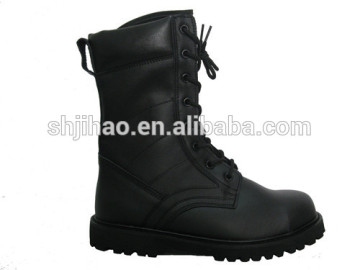 Black Leather Waterproof Boots Lace-up Knee Boots Desert Combat Boots