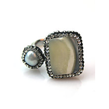 Мода регулируемый медный природный драгоценный камень Gemstone палец кольца