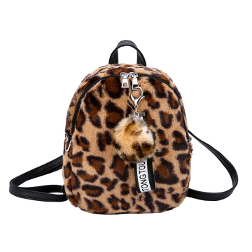 Fashion Backpack Woman New Ins Backpack Female Winter Cashmere Korean Cute Leopard Personality Handbags