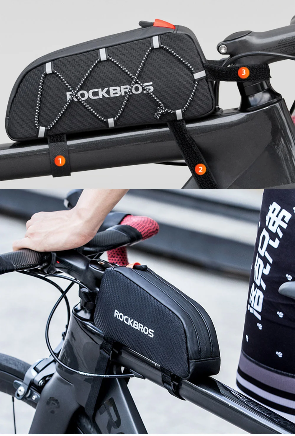 Rockbros Frame Bike Upper Tube Waterproof Riding Bag Bike Bag Storage Bag