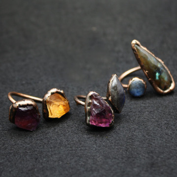 Raw Amethyst Crystal Ring: A Stunning Electroformed Open Ring with Rough Stone Design