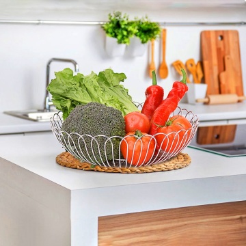 Stainless Steel wire fruit bowl contain Bread Vegetable