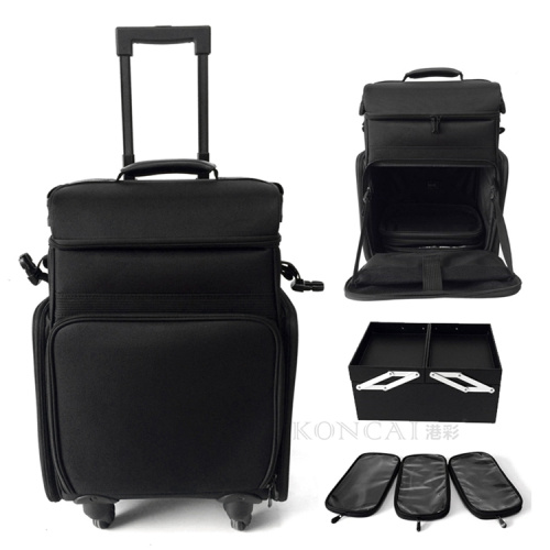 High Quality Professional Nylon Rolling Makeup Case with Cosmetic Drawer