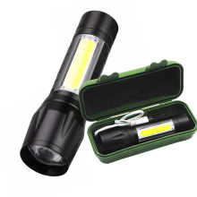 Promotional Customized COB LED Torch with Side Light and USB Rechargeability