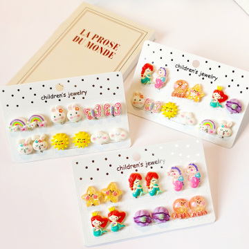 Princess Cute Unicorn Resin Earrings - No Piercing Children's Ear Clips