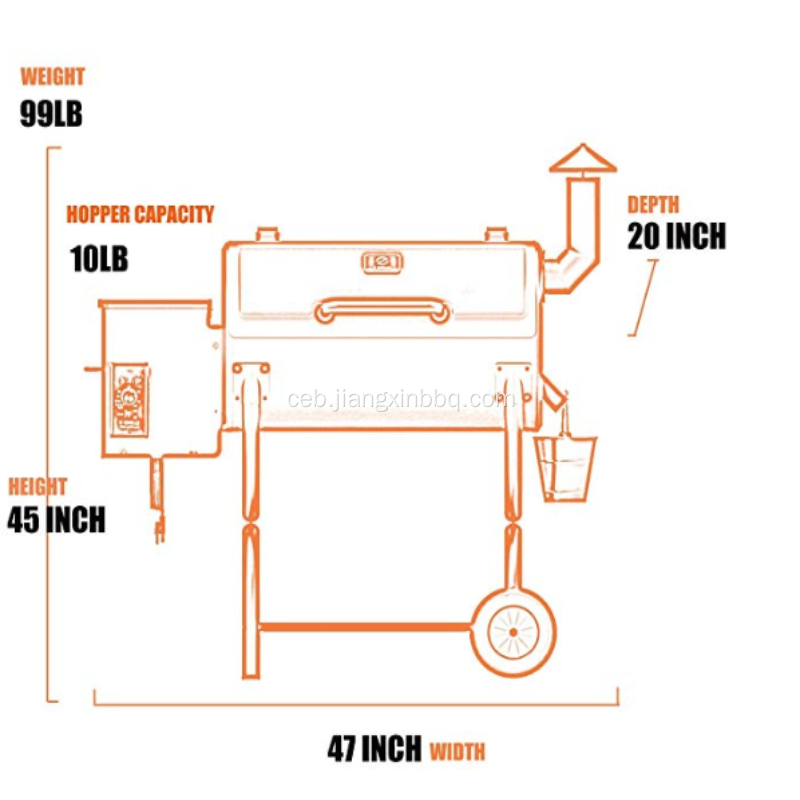 Sa gawas nga kahoy nga pellet grill nga 7-in-1 bbq ​​nanigarilyo