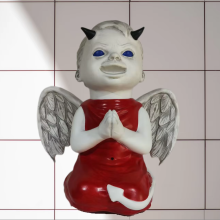 Halloween LED Red Angel Double Horn Doll Foam Latex Ornament