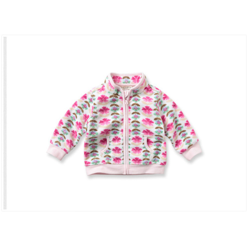 Girl's Cute Print Fleece Coat