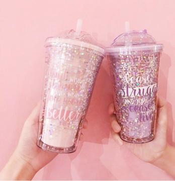 Colourful Stars Transparent Cup With Straw