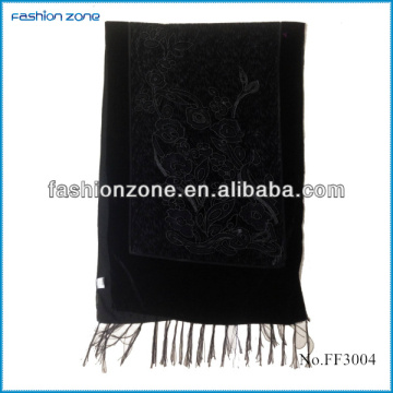 2014 Black Fringed Muslim Burnout Scarf