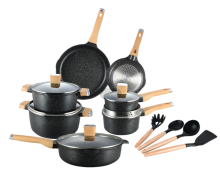 Aluminium and Glass Cookware Set - 16 Piece Kitchen Set with Casserole