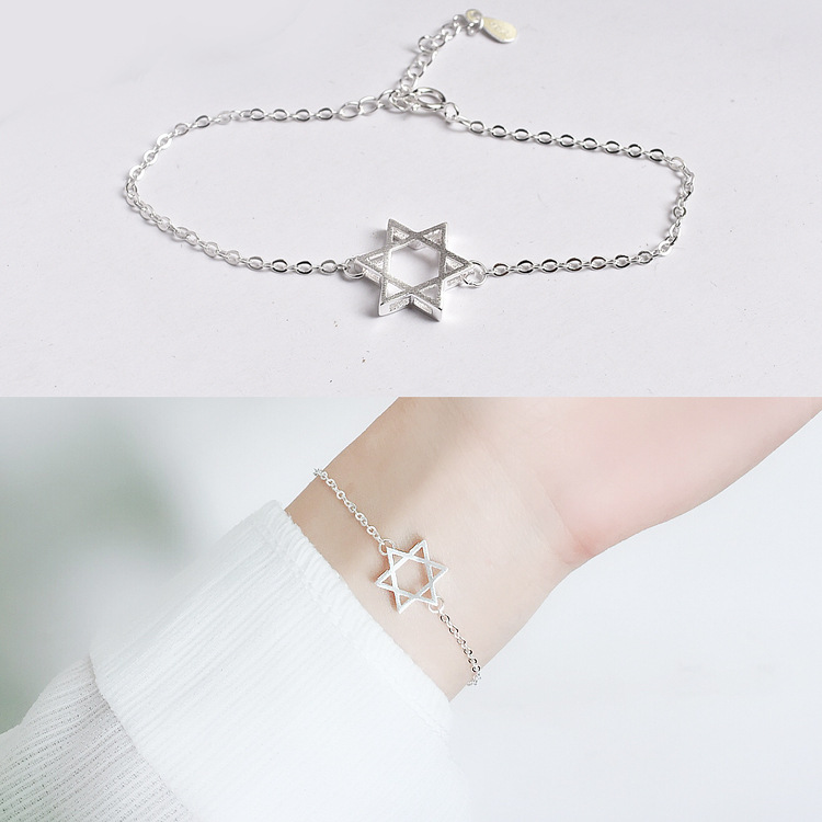 simpl classic 925Sterling silver women bracelets jewelry purchasing agent,Star of David women's bracelet Hexagram gift for lover