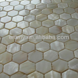 sexangle/hexagon shell mosaic tiles on mesh