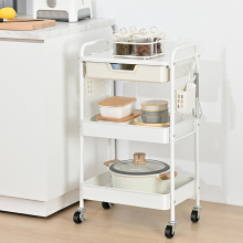 Metal 3 Layer Organizer Storage Cart with PP Drawers