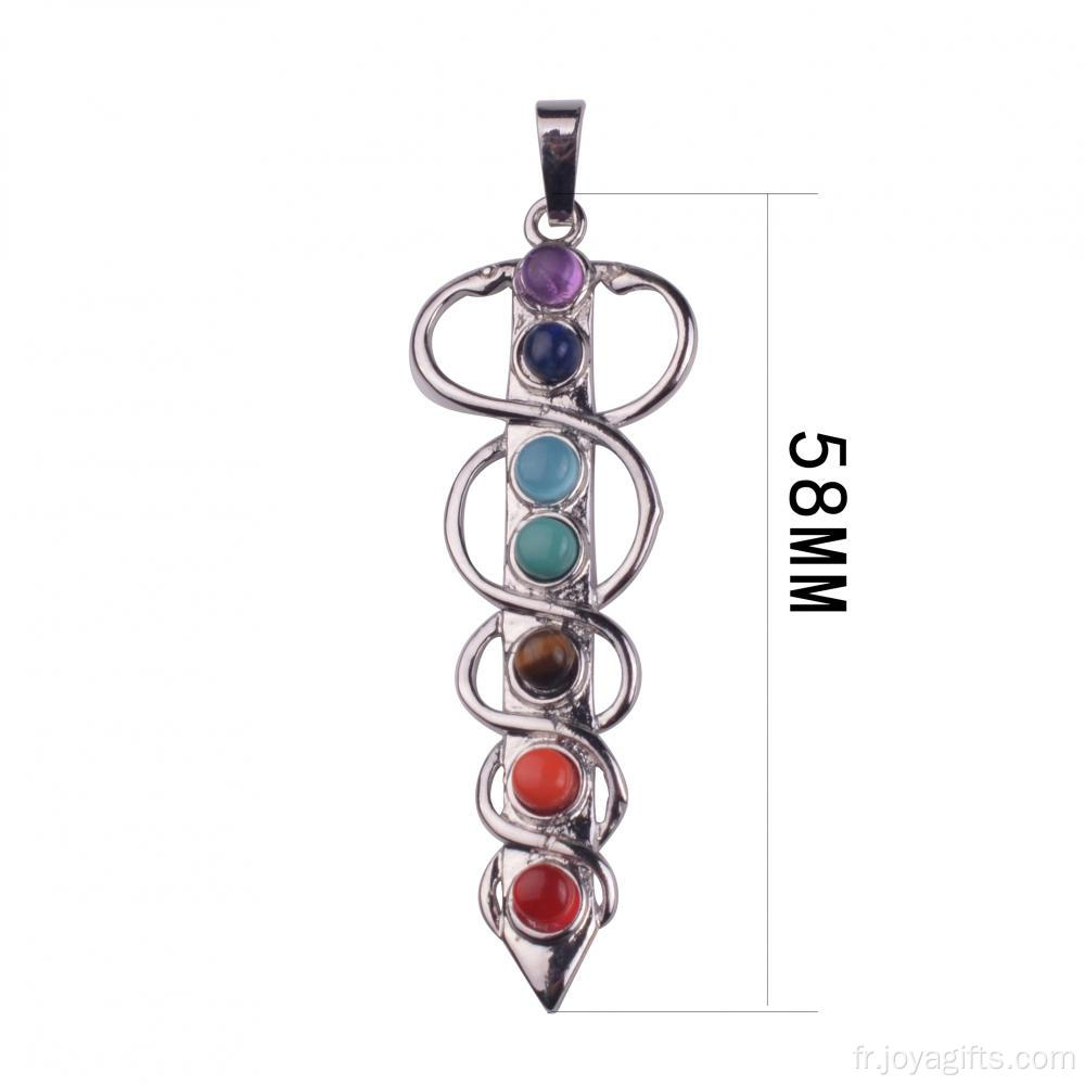 Perles de 7 chakras Reiki guérison Gemstone pendentif Yoga équilibre collier