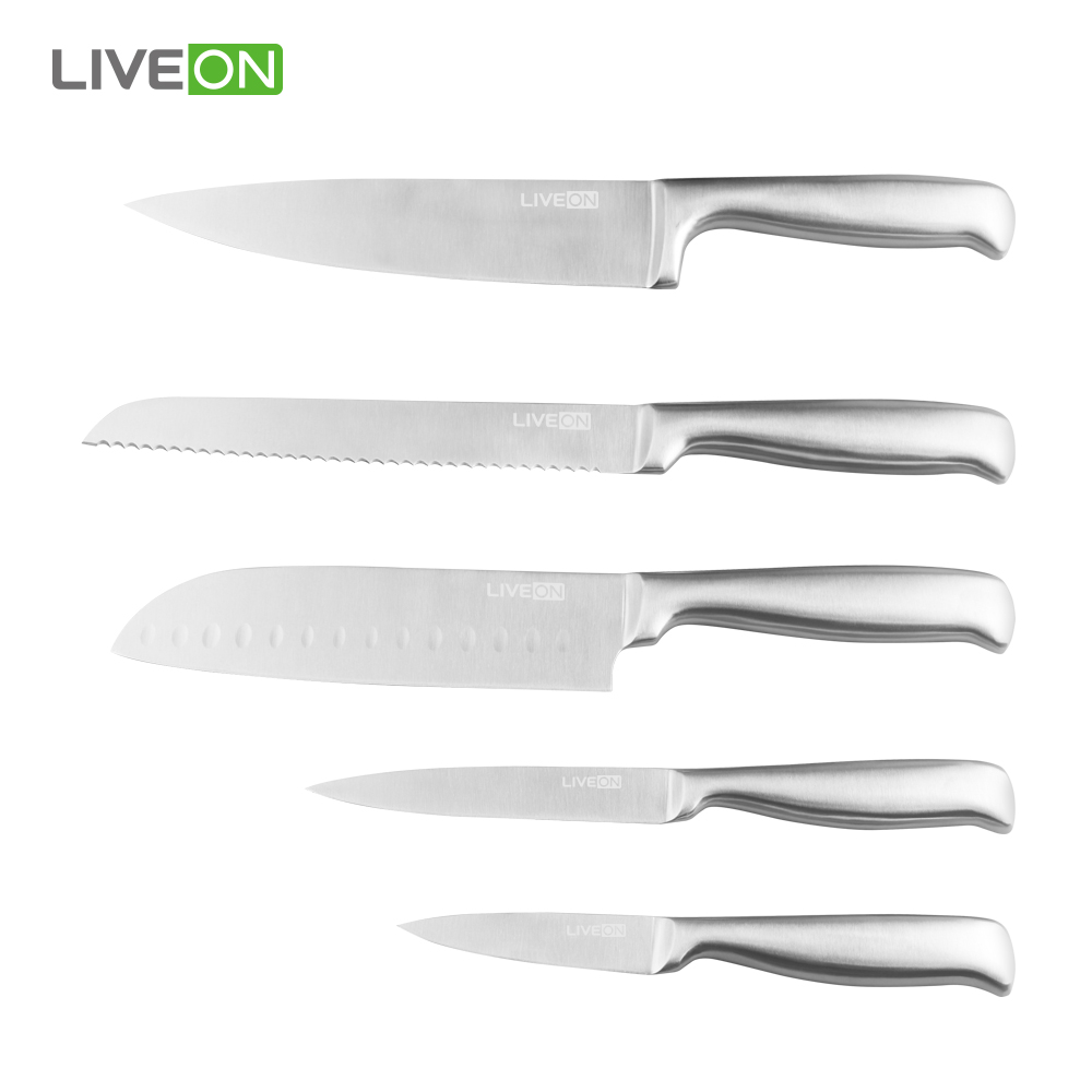 Ensemble de 5 couteaux en acier avec bloc en acrylique
