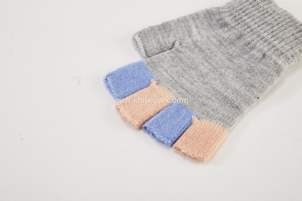 Girl's Boy's Colorful School Fingerless Gloves