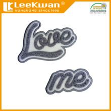 Wholesale custom design love me letters chenille embroidery patch applique for clothing