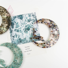 Natural Crystal Deer Moon Souvenir with Polished Colorful Resin