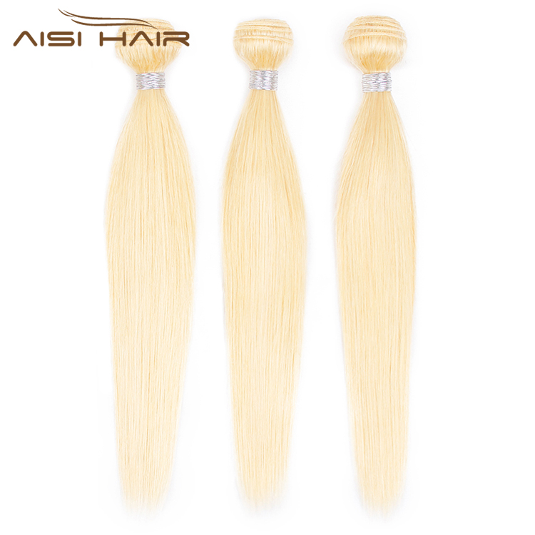 Aisi Hair Hotselling Blonde Color Silky Straight Wave Human Hair  Brazilian Human Hair Bundles Extension For Women