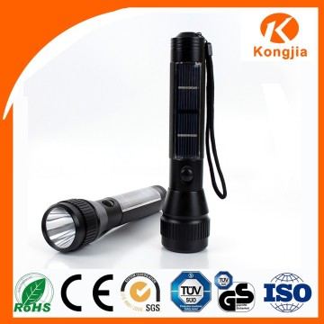 Power Solar Zoom High Rechargeable Self Charging Led Flashlight