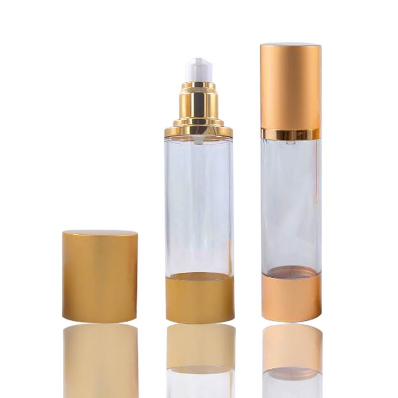 luxe plating gouden deksel plastic frosted airless fles