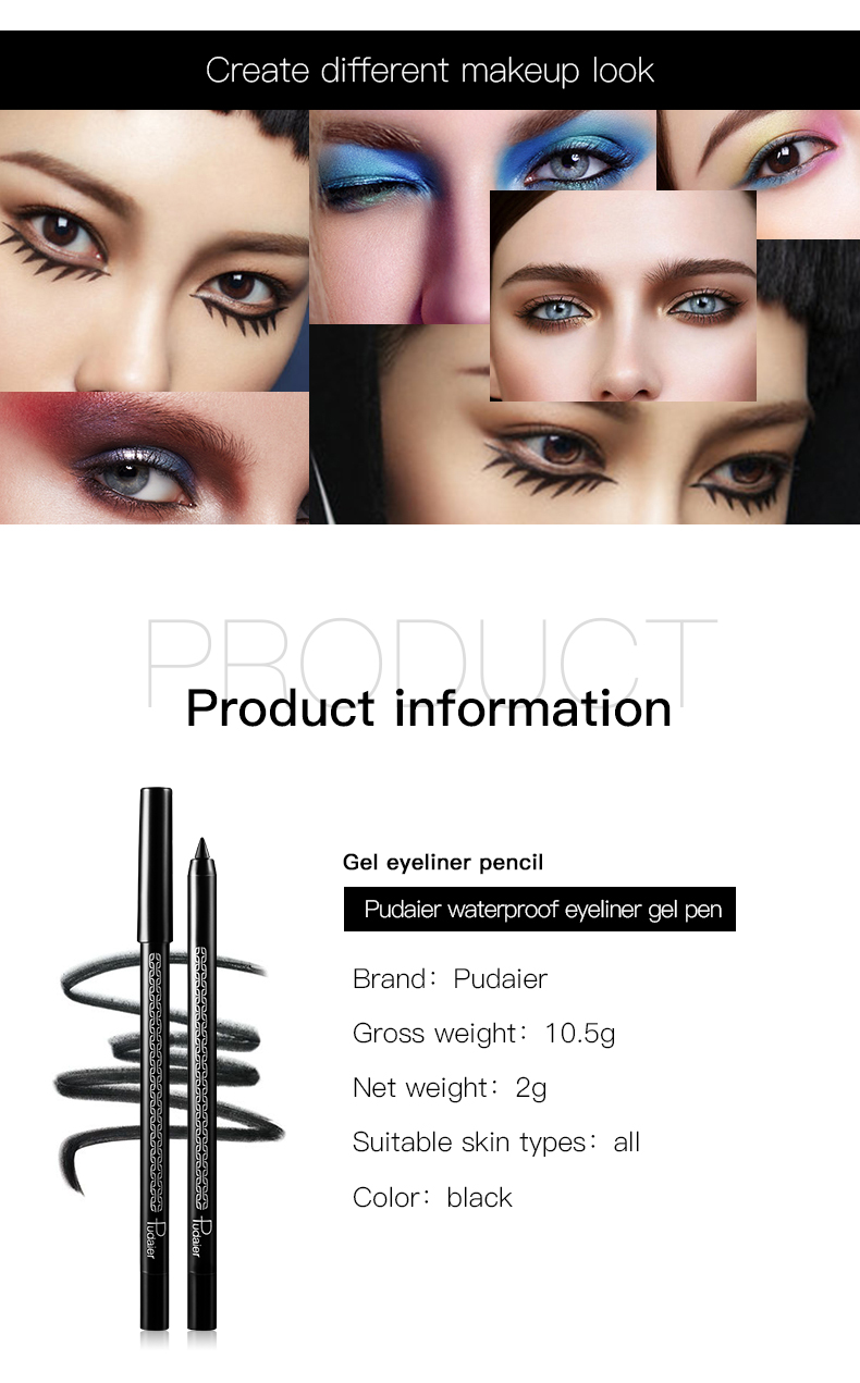 Makeup Infallible Pencil Eyeliner, Black Waterproof Long Lasting Eye Color Pencil