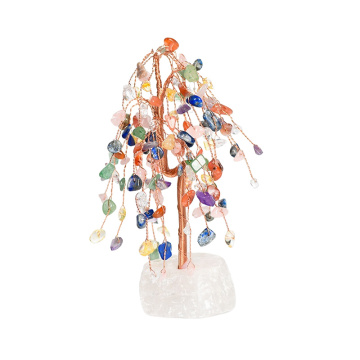 Raw Multi Stone Raw Stone Copper Tree Quartz Crystal Base Ornament