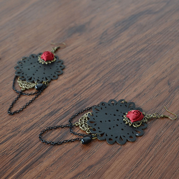 Handmade Tassels Black Lace Earrings