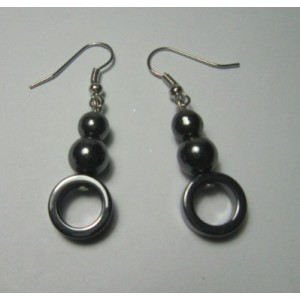 Pendiente Hematite con hallazgo de color plata