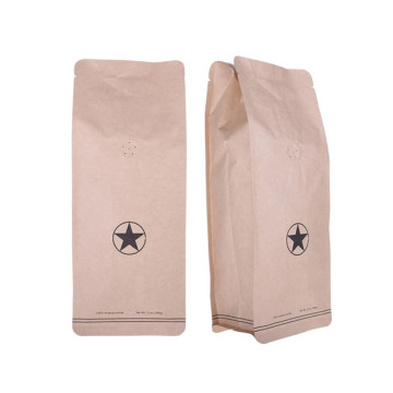 Block bottom kraft paper coffee bag with window