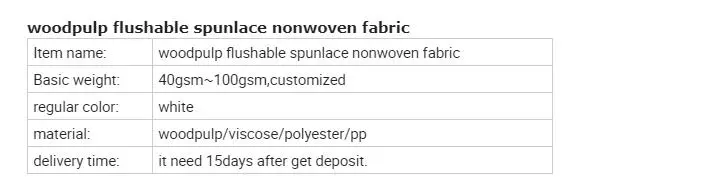 Flushable Spunlace Nonwoven Fabric Viscose/Woodpulp