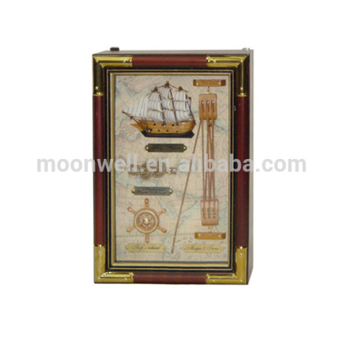 Wooden Nautical key box,Shadow box,with boat,Nautical key cabinet,Gifts, Souvenir,Handicrafts,Decor,Crafts,Home Decoration