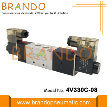 5/3 Yol Solenoid Valf 1/4 &quot;NPT Bağlantı Noktaları 4V330C-08