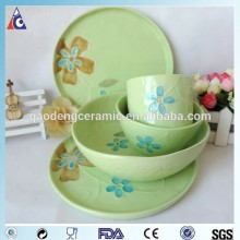 Flower printing crack glaze ceramic dinnerware