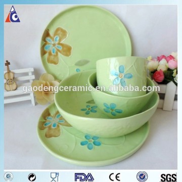 Flower printing crack glaze ceramic dinnerware